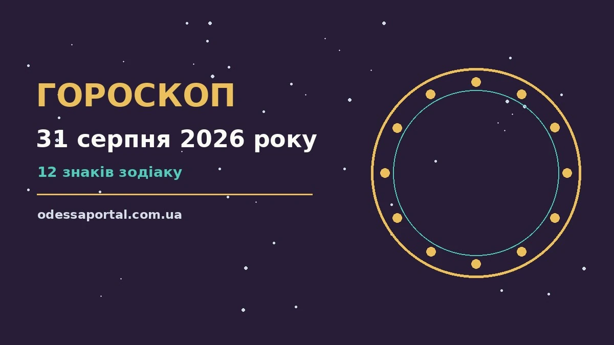 Зоряне небо над містом у понеділок 31 серпня 2026 року, символ щоденного гороскопу