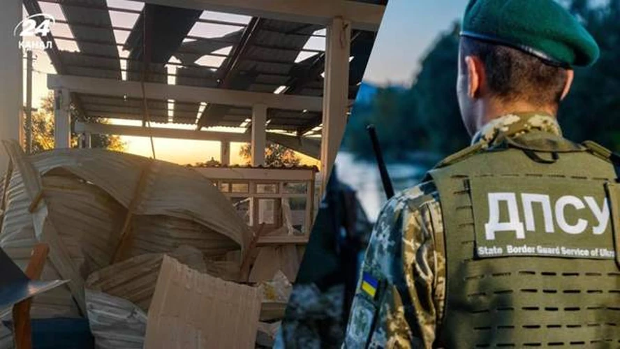 Пошкоджені будівлі та конструкції пункту пропуску «Табаки» після удару російських безпілотників, фото ДПСУ.
